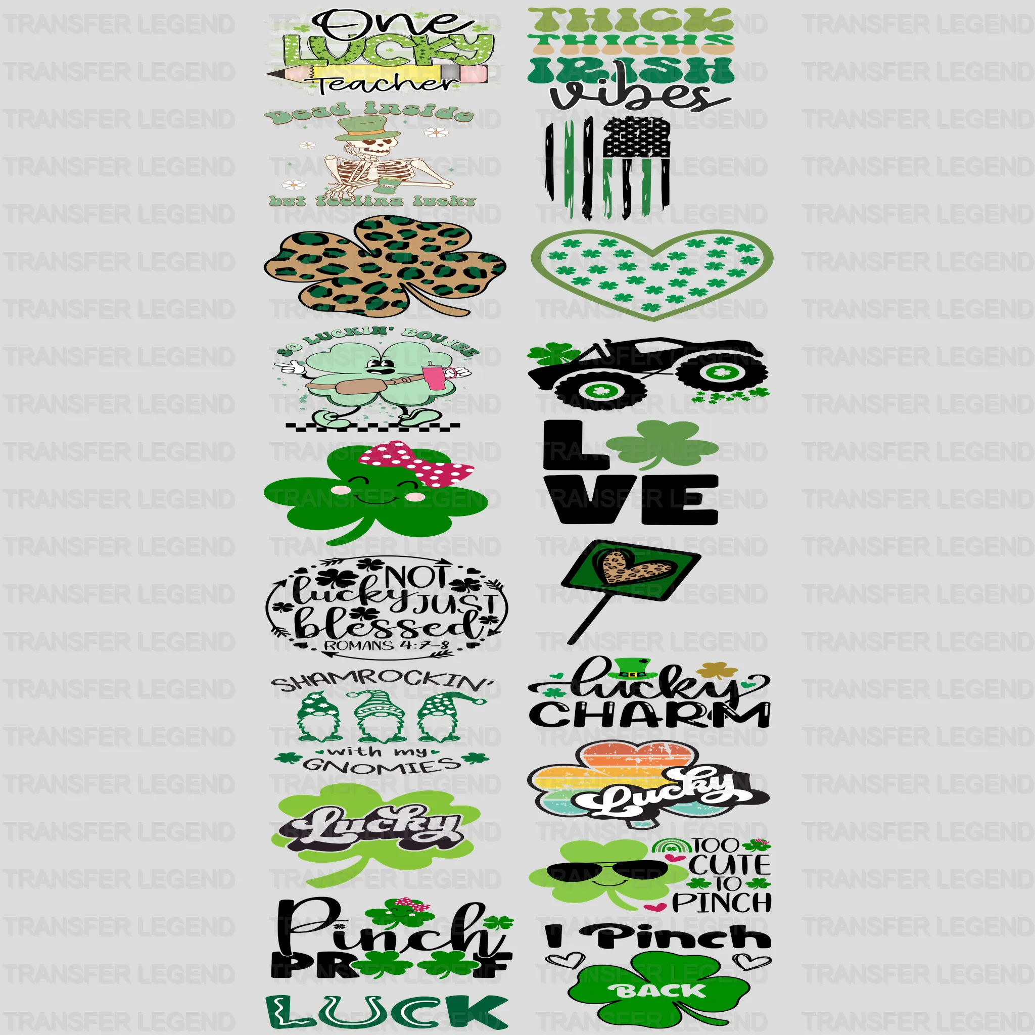 St. Patrick's Day Premade Gang sheet - 20 PCS 10 INCH - transferlegend