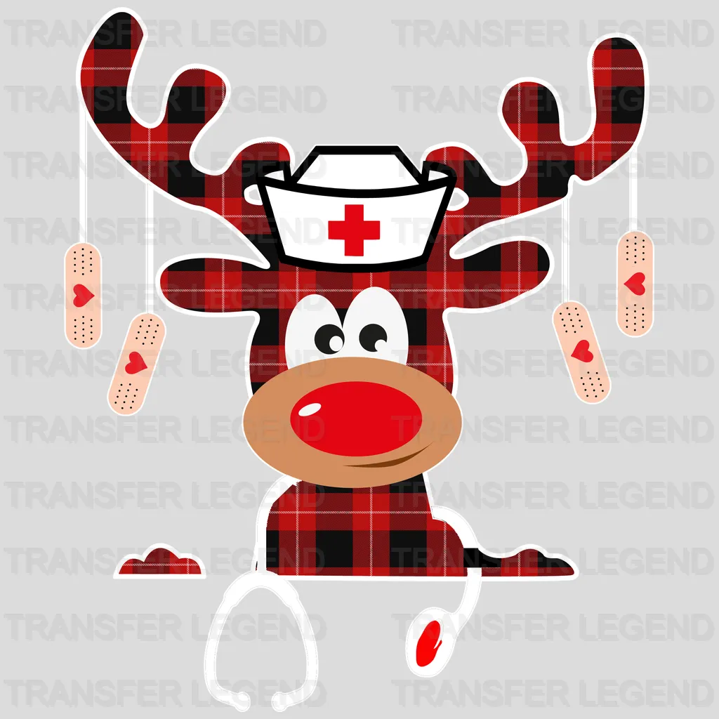 Christmas Nurse Deer Design, Christmas Design - DTF heat transfer - transferlegend