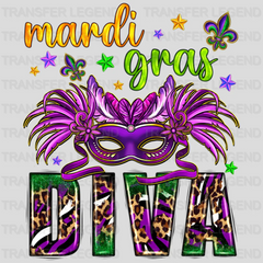 Diva Mardi Gras Design- Mardi Gras DTF heat transfer - transferlegend