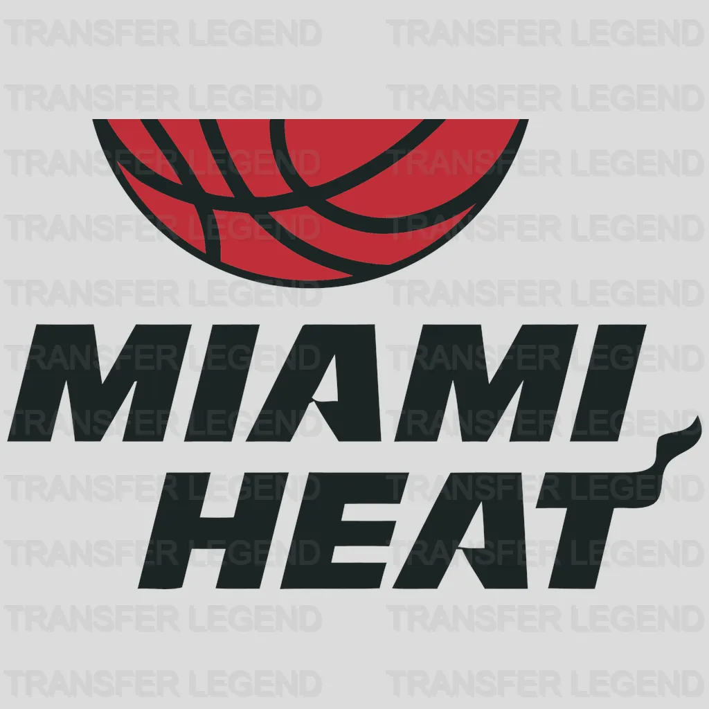 Miami Heat Stacked Wordmark with Ball (Dark Fade) NBA Design - DTF Heat Transfer