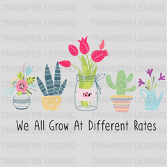 We All Grow At Different Rates 100 Days Of School Design - DTF heat transfer - transferlegend