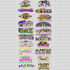 Mardi Gras Premade Gang sheet - 20 PCS 10 INCH - transferlegend