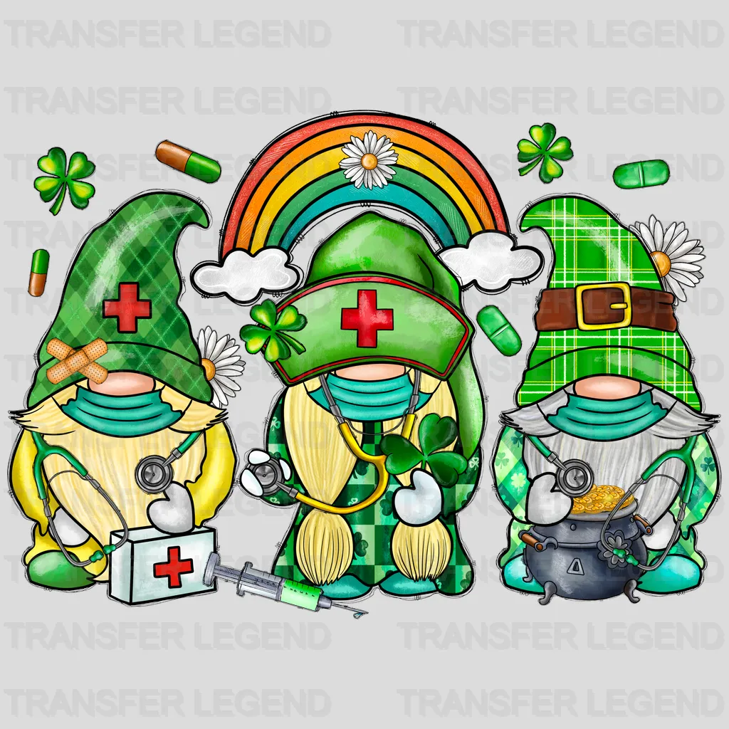 Nurse Gnomies St. Patrick's Day Design - DTF heat transfer - transferlegend