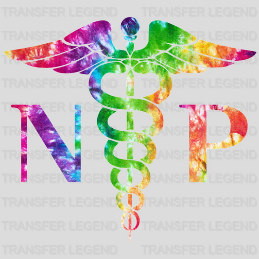 Nurse Practitioner Tie Dye Caduceus Medical Symbol - Essential Worker - Nurse Week - DTF heat transfer - transferlegend