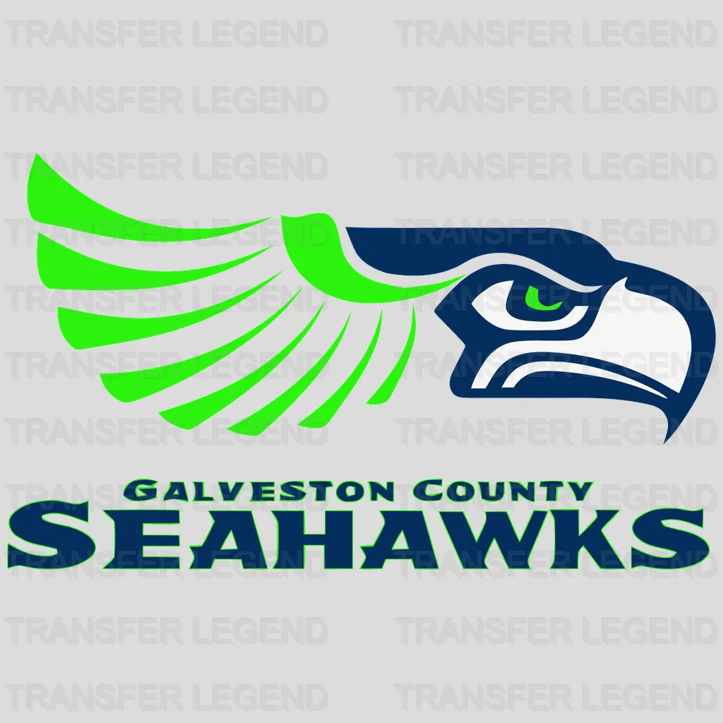 Seattle Seahawks Winged Stripe Head Emblem NFL Design - DTF Heat Transfer