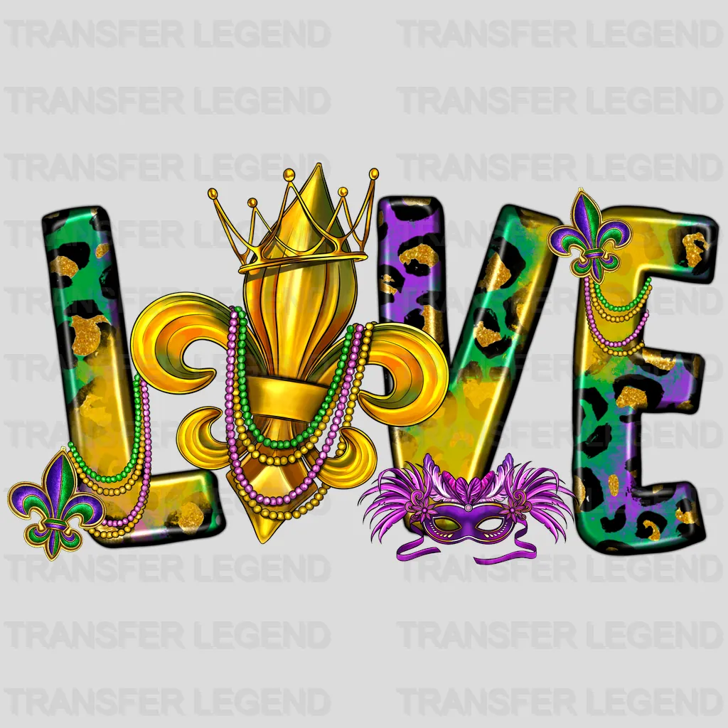 Love Mardi Gras Design- Mardi Gras DTF heat transfer - transferlegend