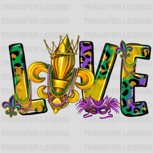 Love Mardi Gras Design- Mardi Gras DTF heat transfer - transferlegend