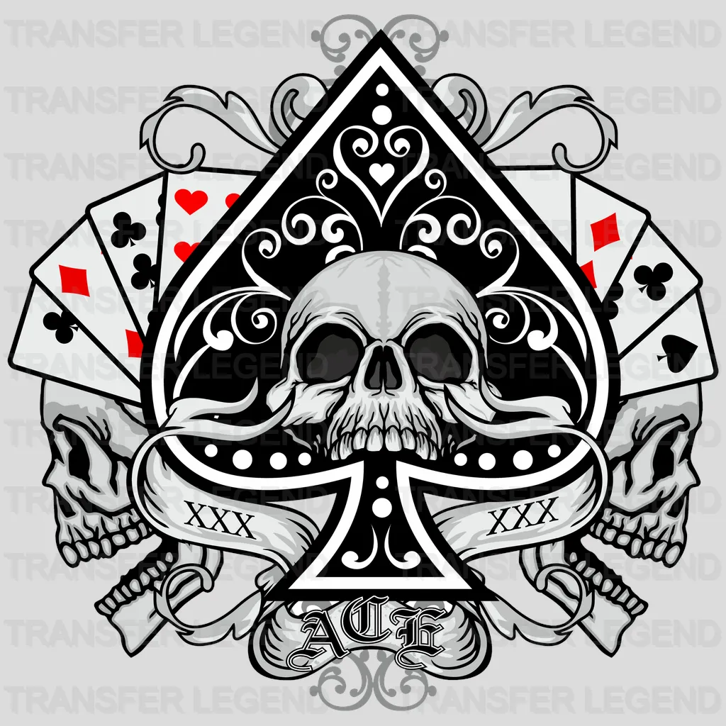 ACE OF SPADES SKULL Design - DTF heat transfer - transferlegend