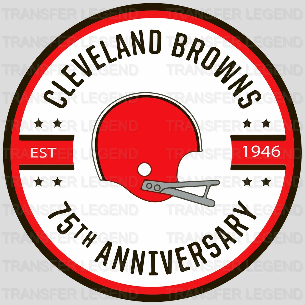 Cleveland Browns 75th Anniversary Round Badge NFL Design - DTF Heat Transfer