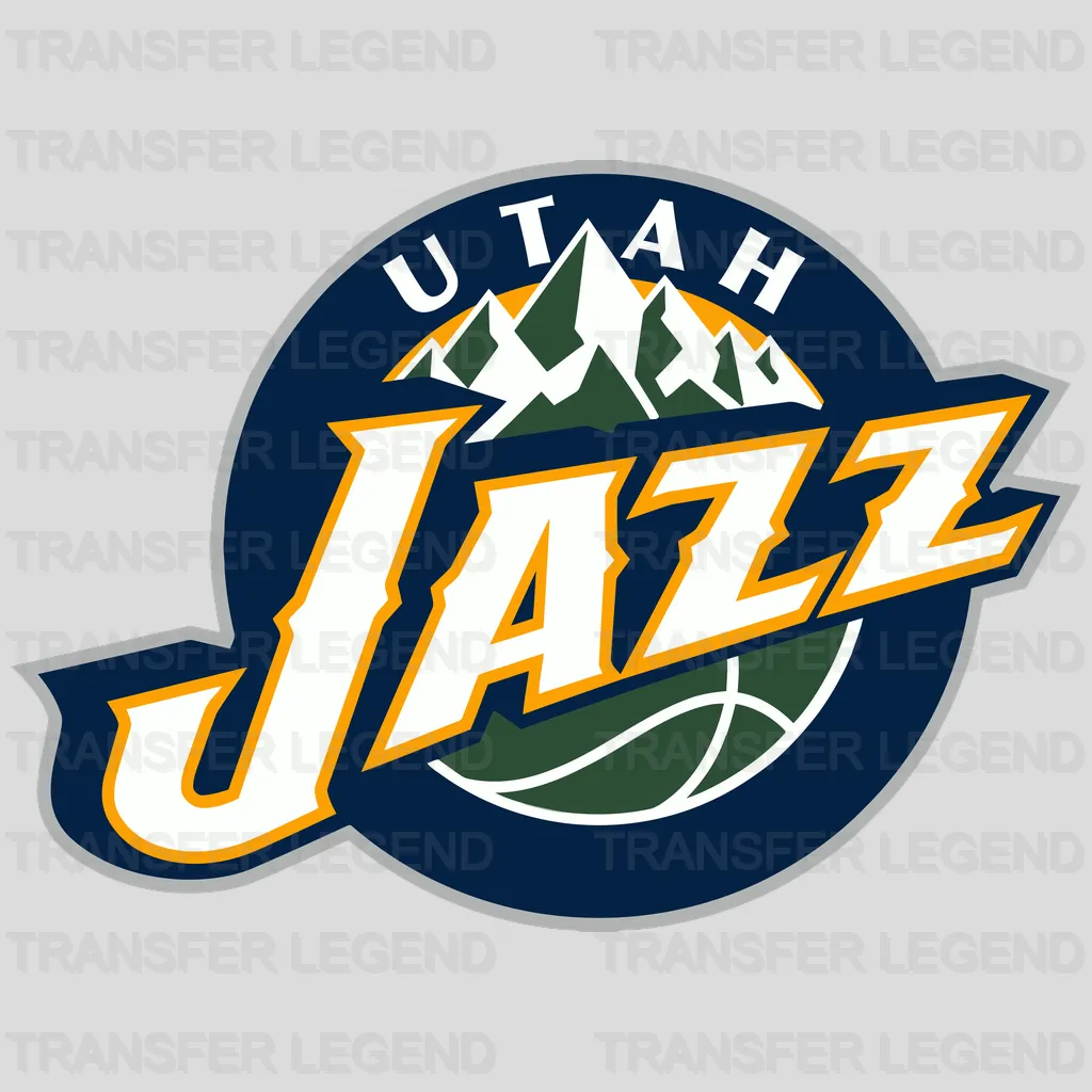 Utah Jazz Mountain Skyline Wordmark Badge NBA Design - DTF Heat Transfer