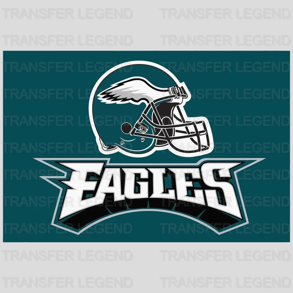 Philadelphia Eagles horizontal badge with helmet and ‘EAGLES’ wordmark, NFL design - DTF Heat Transfer