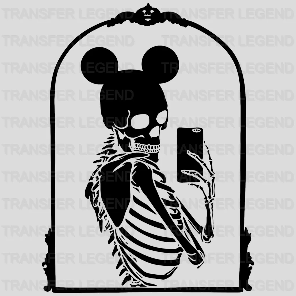 Skeleton Selfie With Mickey Ears Design - DTF heat transfer - transferlegend