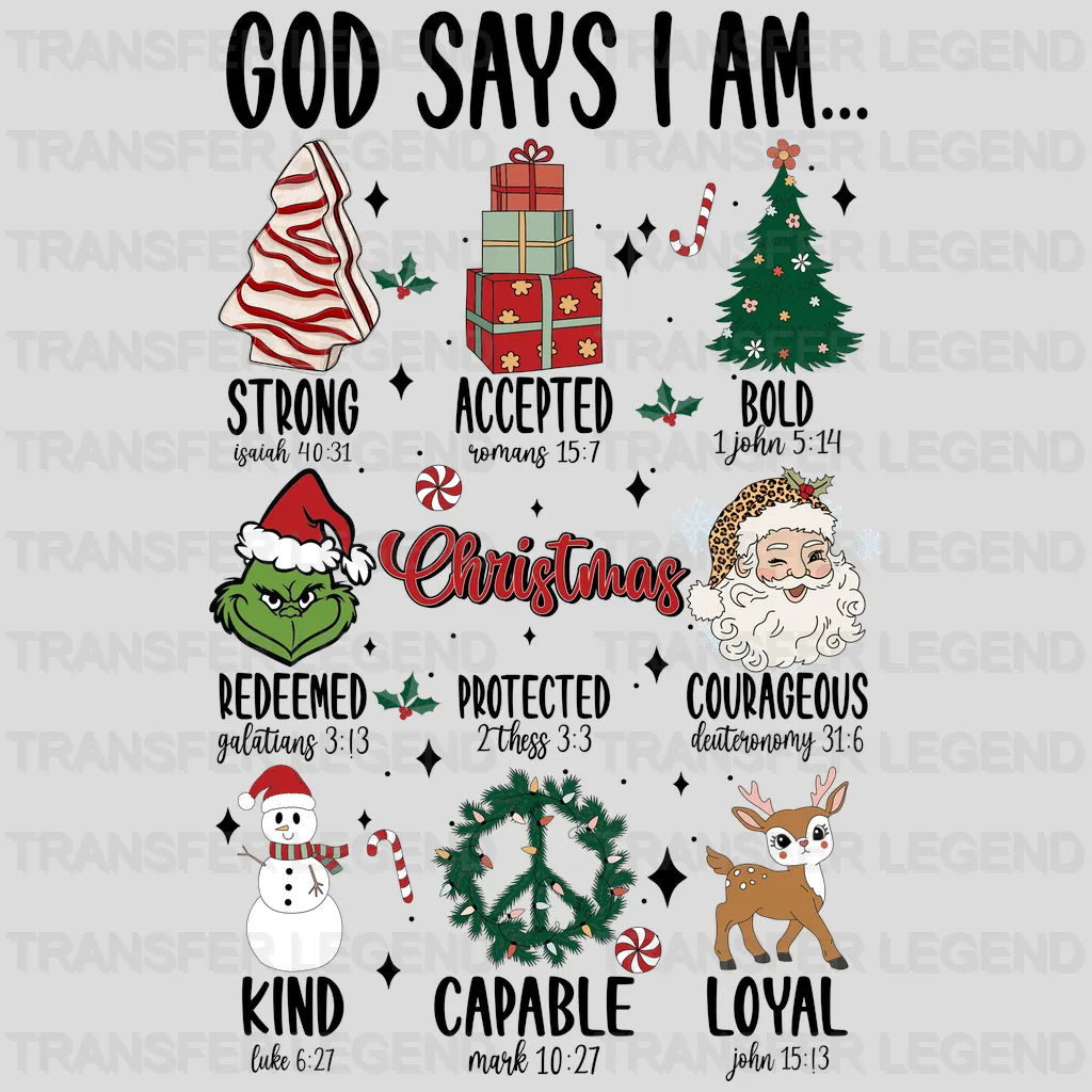 GOD SAYS I AM Christmas Design, Dtf Heat Transfer - transferlegend