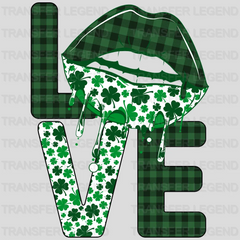 LOVE w/ Lips, Green Checkered St. Patrick's Day Design - DTF heat transfer - transferlegend