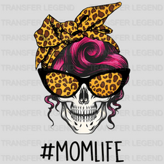 Mom Life Leopard Skull Glasses And Messy Bun -  Mothers Day - Design - DTF heat transfer - transferlegend