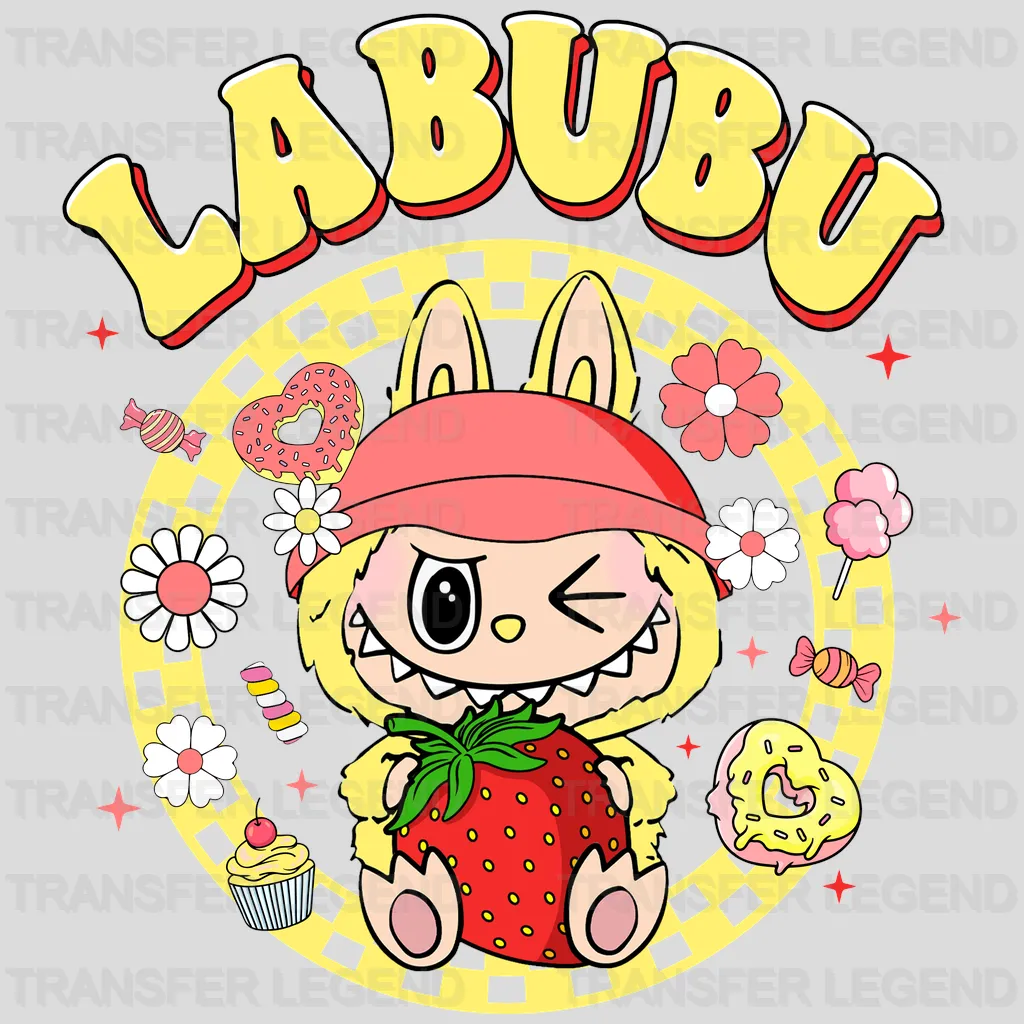 Yellow Strwberry Labubu Design - DTF Heat Transfers