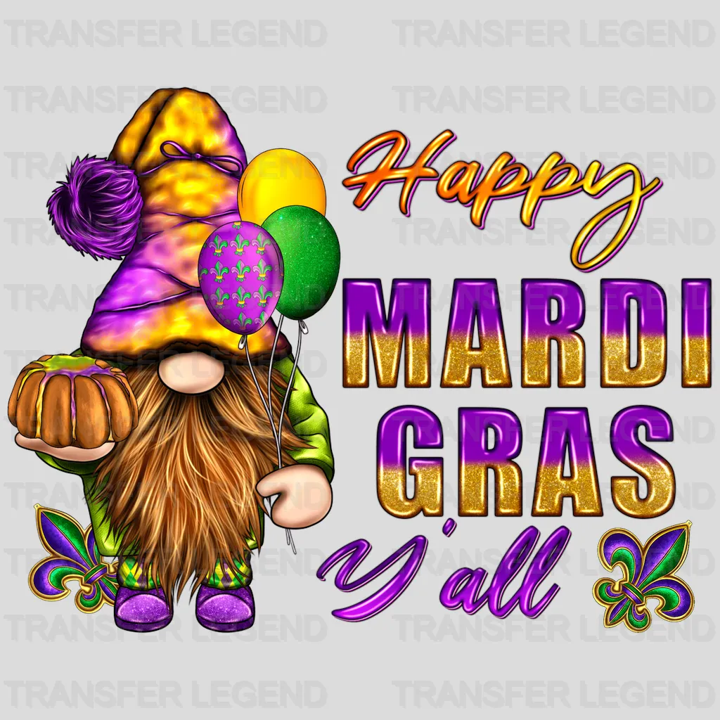 Happy Mardi Gras Y'all Design- Mardi Gras DTF heat transfer - transferlegend