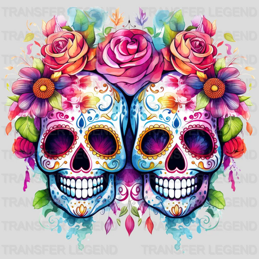 HALLOWEEN TWIN SKULLS Design - DTF heat transfer - transferlegend