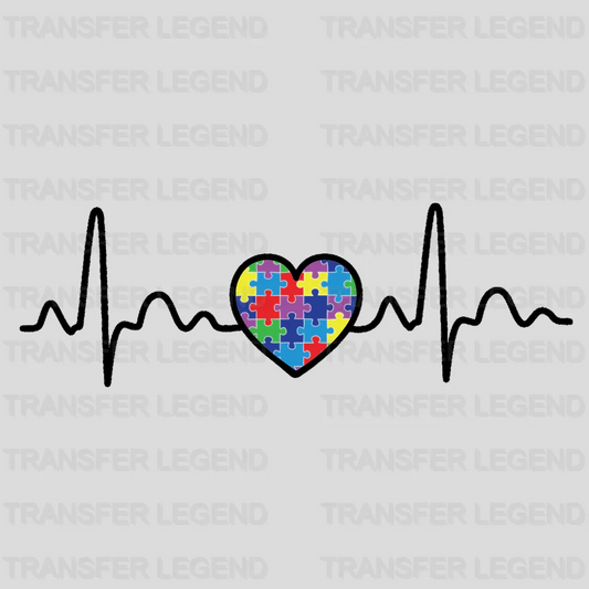 Heartbeat Autim Awareness Design - DTF heat transfer - transferlegend