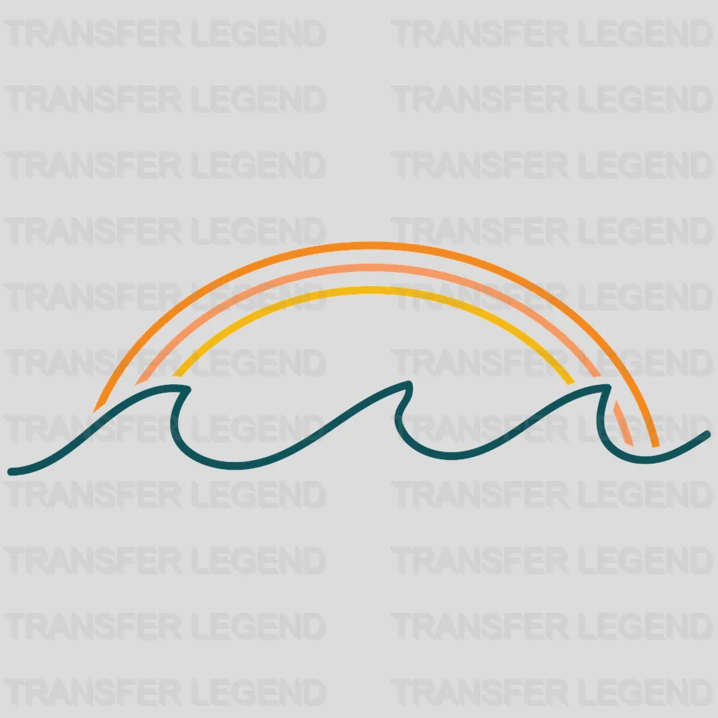 Ocean Wave and Rainbow Retro - Beach Vibes Design - DTF heat transfer - transferlegend