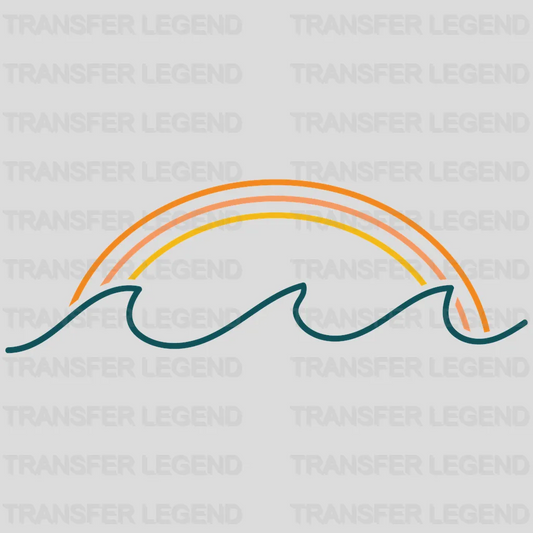 Ocean Wave and Rainbow Retro - Beach Vibes Design - DTF heat transfer - transferlegend