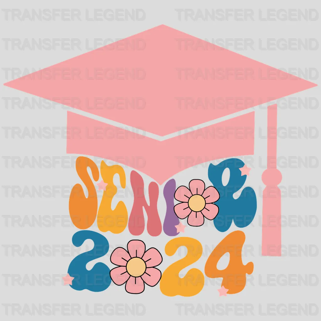 Senior 2024 Pink Cap - Graduation DTF Transfer - transferlegend