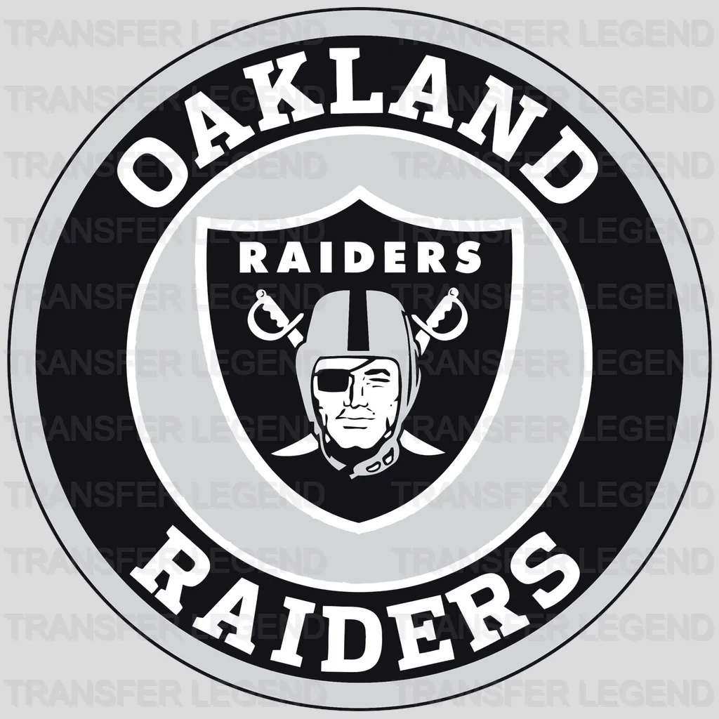 Las Vegas Raiders round “Oakland Raiders” crest with shield, NFL design - DTF Heat Transfer