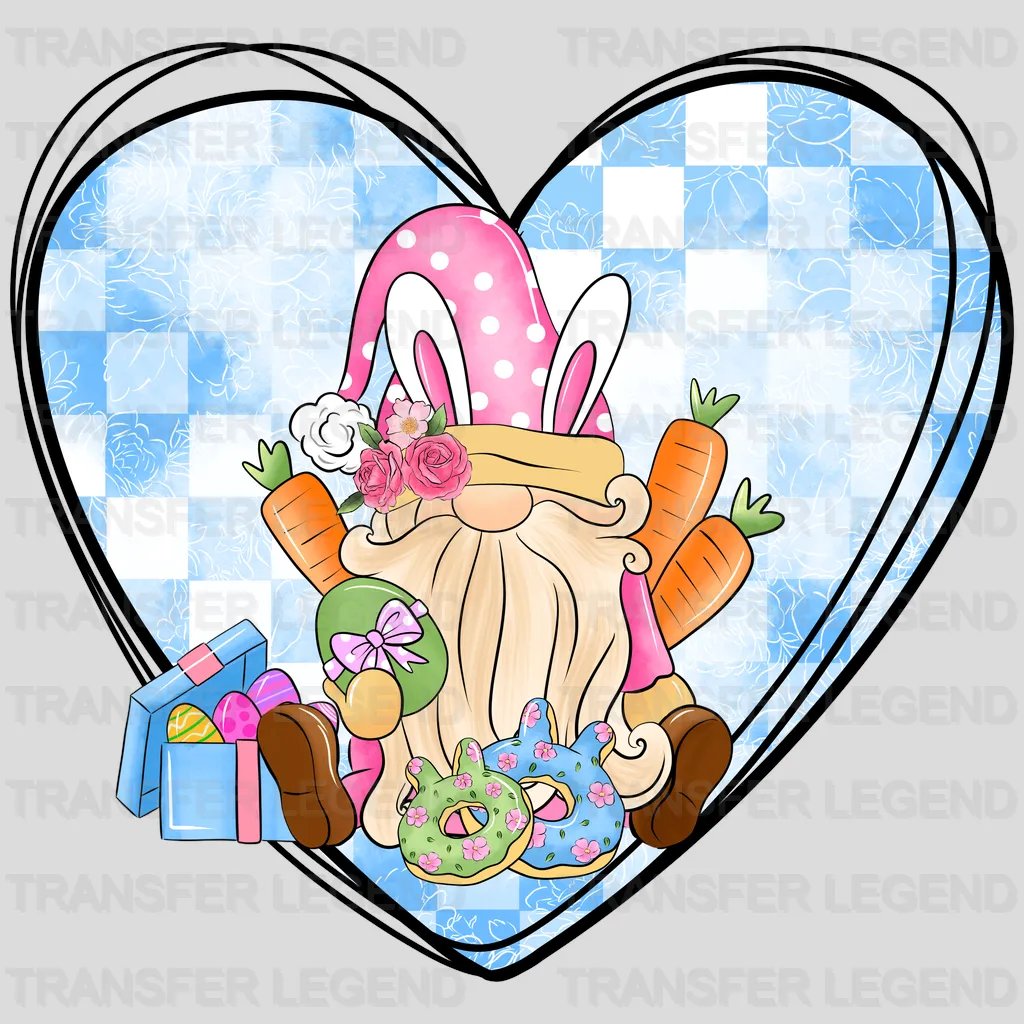 Gnomie In A Heart Shape Easter Design - DTF heat transfer - transferlegend