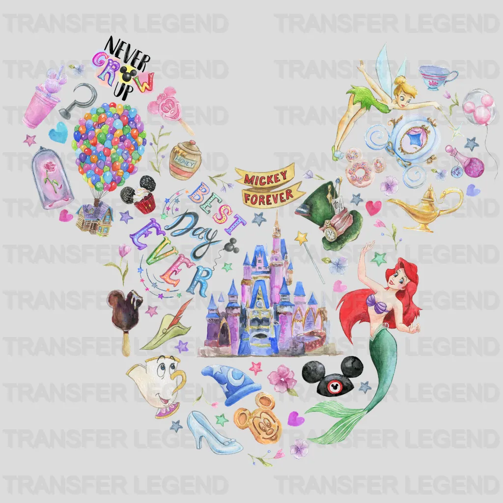 Forever Best Day Ever Never Grow Up Head Design - DTF heat transfer - transferlegend