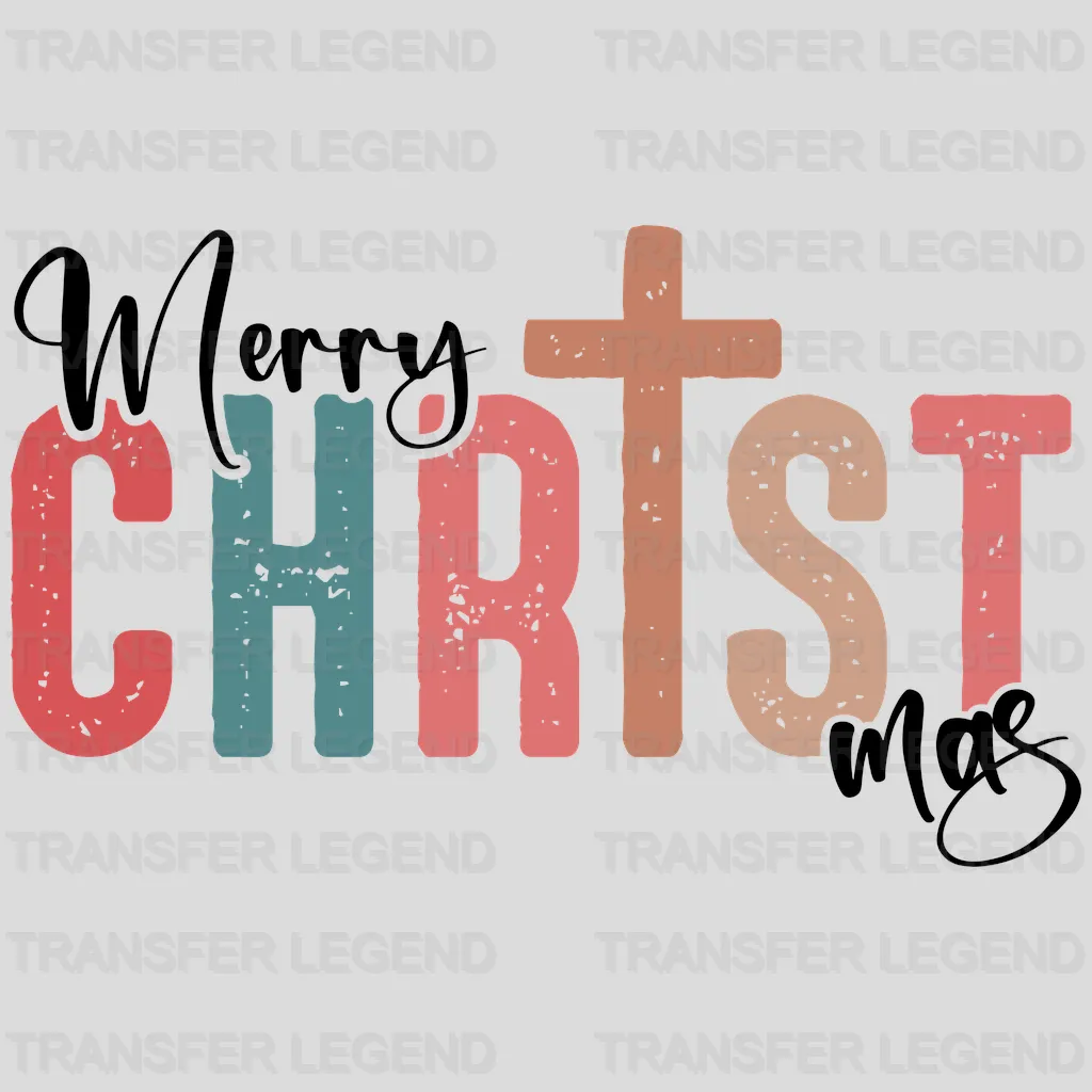 MERRY CHRIST MAS , Christmas Design, Dtf Heat Transfer - transferlegend