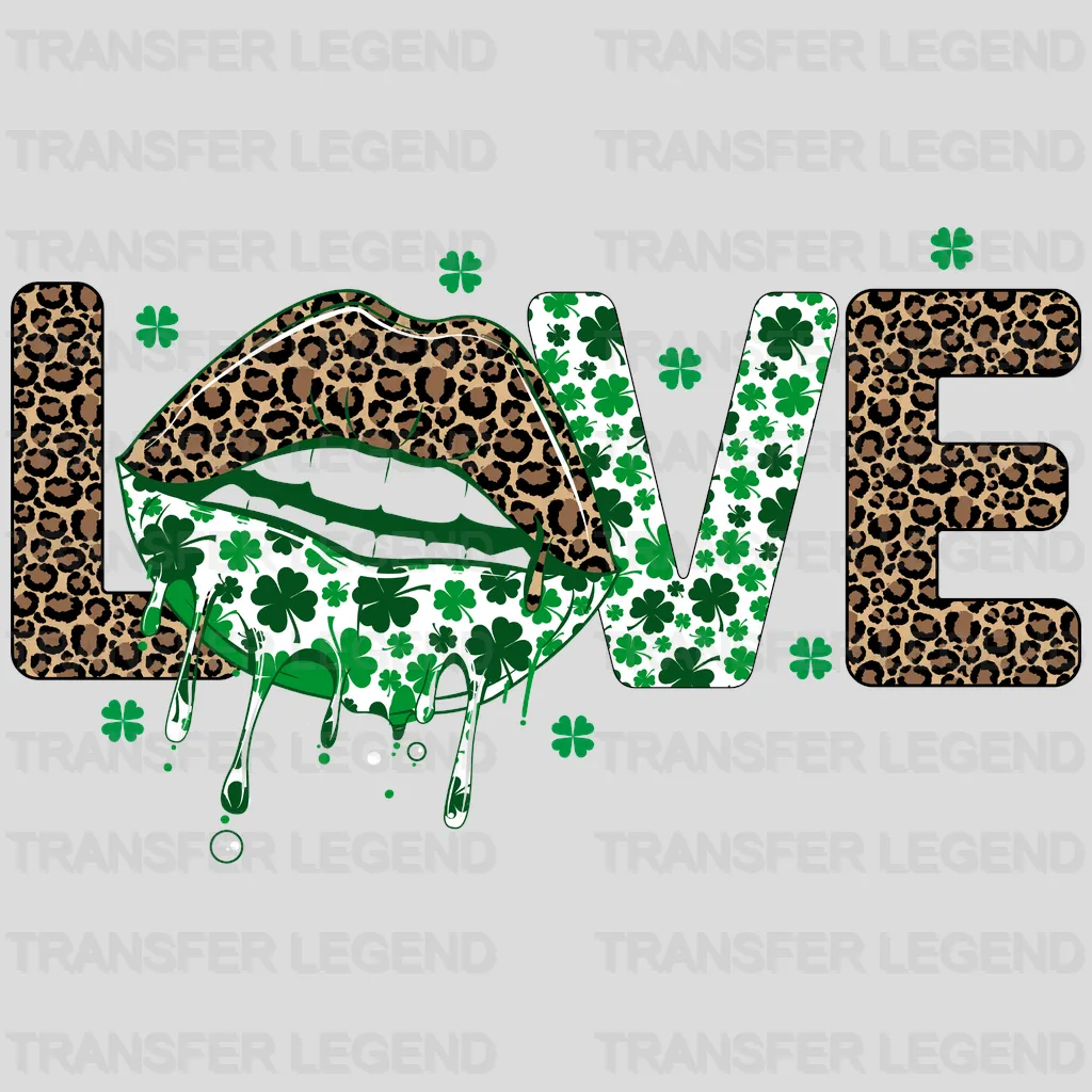 Leopard Print LOVE Text St. Patrick's Day Design - DTF Transfer - transferlegend