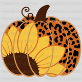 Leopard Pumpkin With Sunflower Design - DTF heat transfer - transferlegend