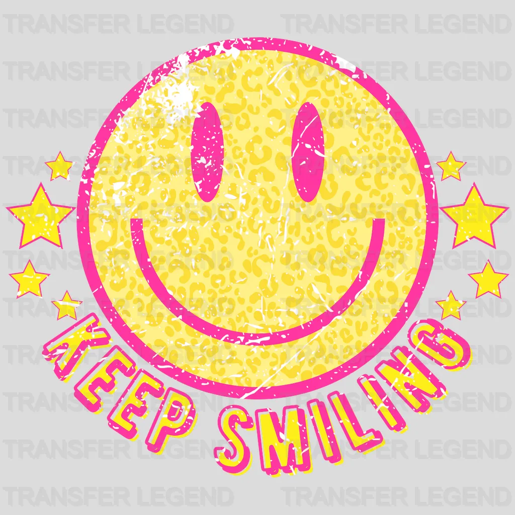 Keep Smiling Retro - Retro Summer - Beach Vacation - Retro Smiley Design - DTF heat transfer - transferlegend