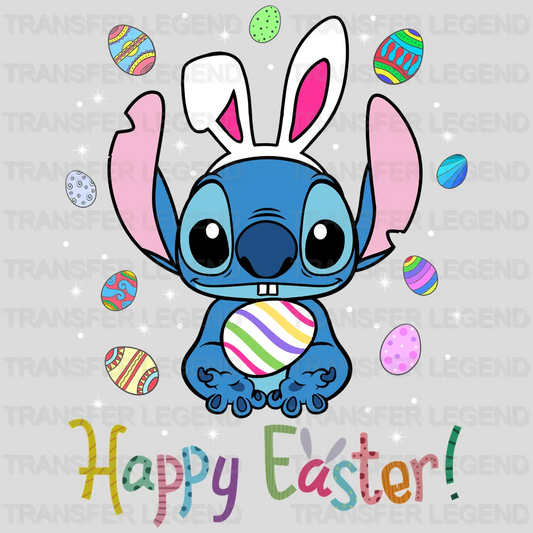 Stitch with Bunny Ears Happy Easter Design - DTF heat transfer - transferlegend