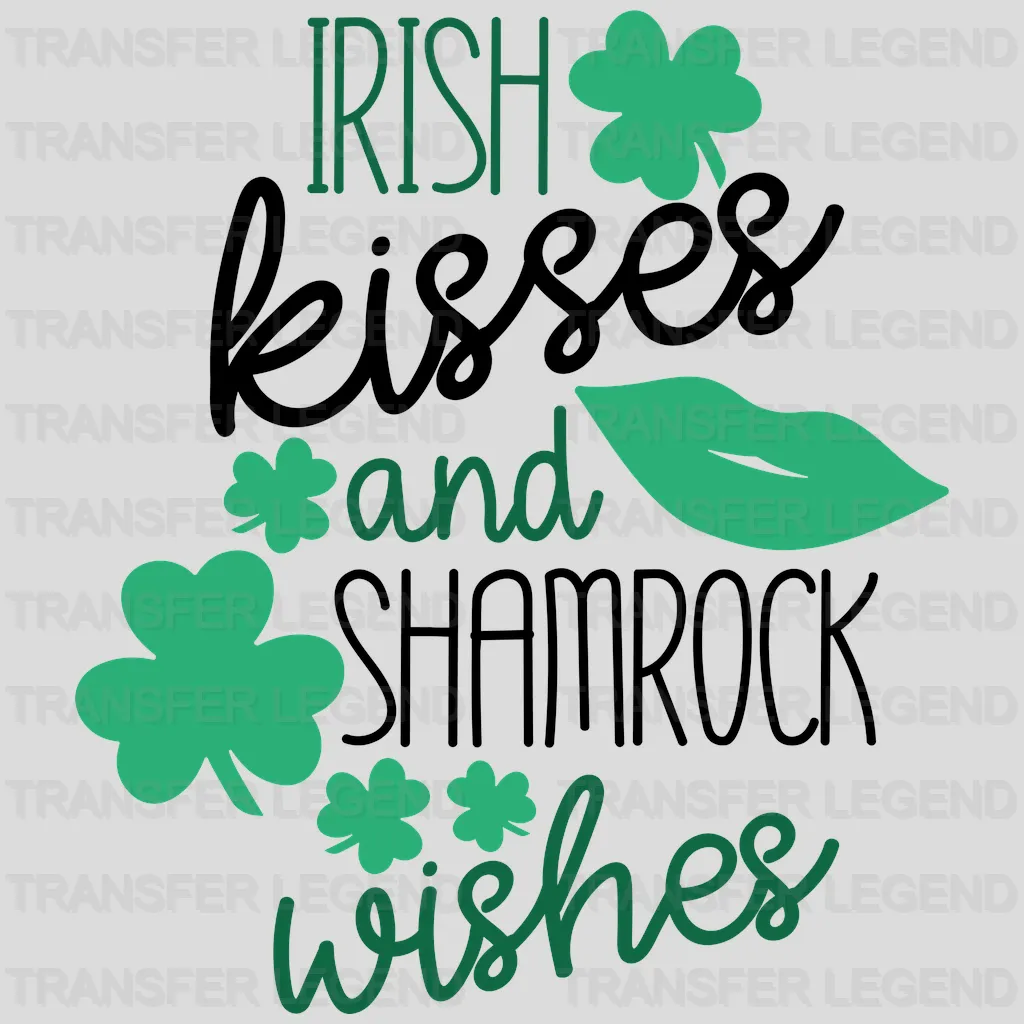 Irish Kisses And Shamrock Wishes St. Patrick's Day Design - DTF heat transfer - transferlegend