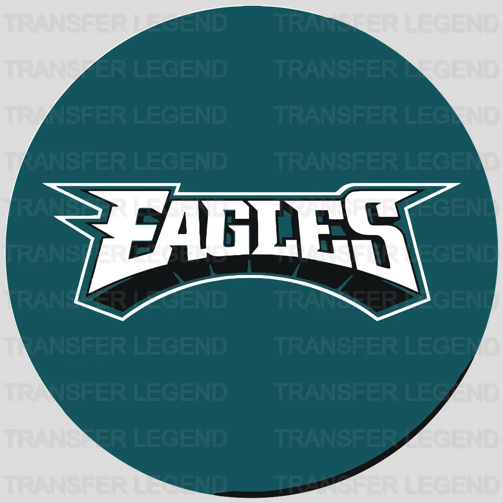 Philadelphia Eagles circular teal badge with ‘Eagles’ wordmark, NFL design - DTF Heat Transfer