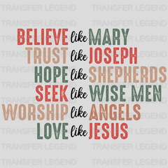 BELIEVE LIKE MARRY Christmas Design, Dtf Heat Transfer - transferlegend