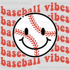 Smiley Baseball Vibes DTF Transfer - transferlegend