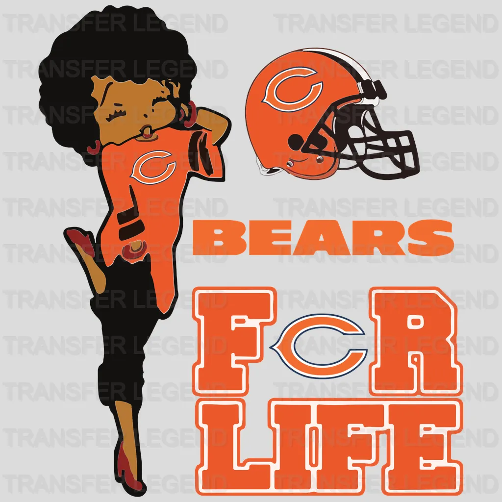 Chicago Bears “For Life” Vertical Wordmark with Helmet NFL Design - DTF Heat Transfer