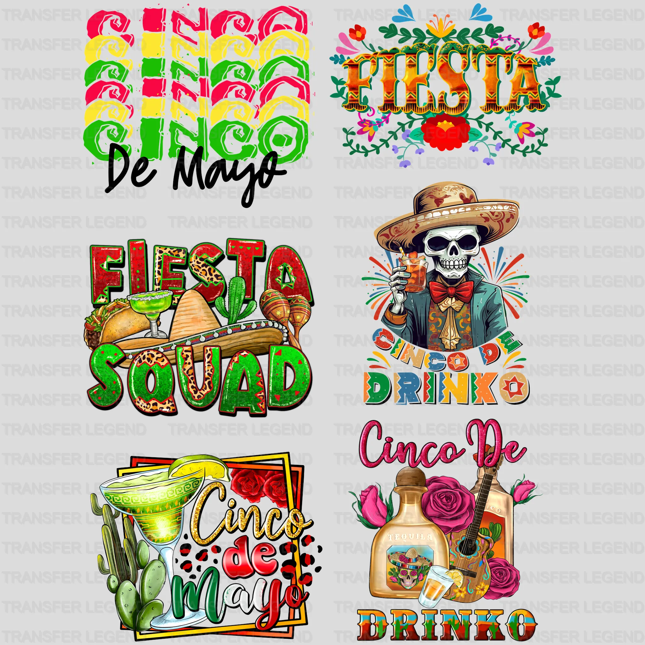 Cinco De Mayo Premade Gang sheet - 6 PCS 10 INCH (Bundle 1) - transferlegend