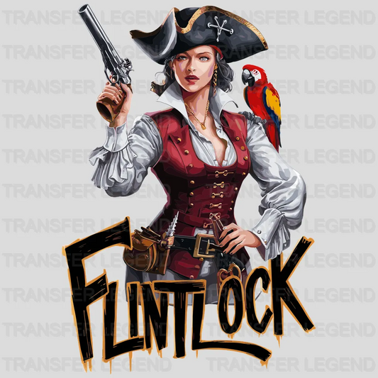 Woman Flintlock  Pirate Design - DTF Heat Transfer - transferlegend