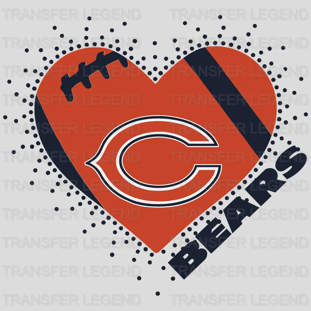 Chicago Bears “Love My Bears” Heart Script NFL Design - DTF Heat Transfer