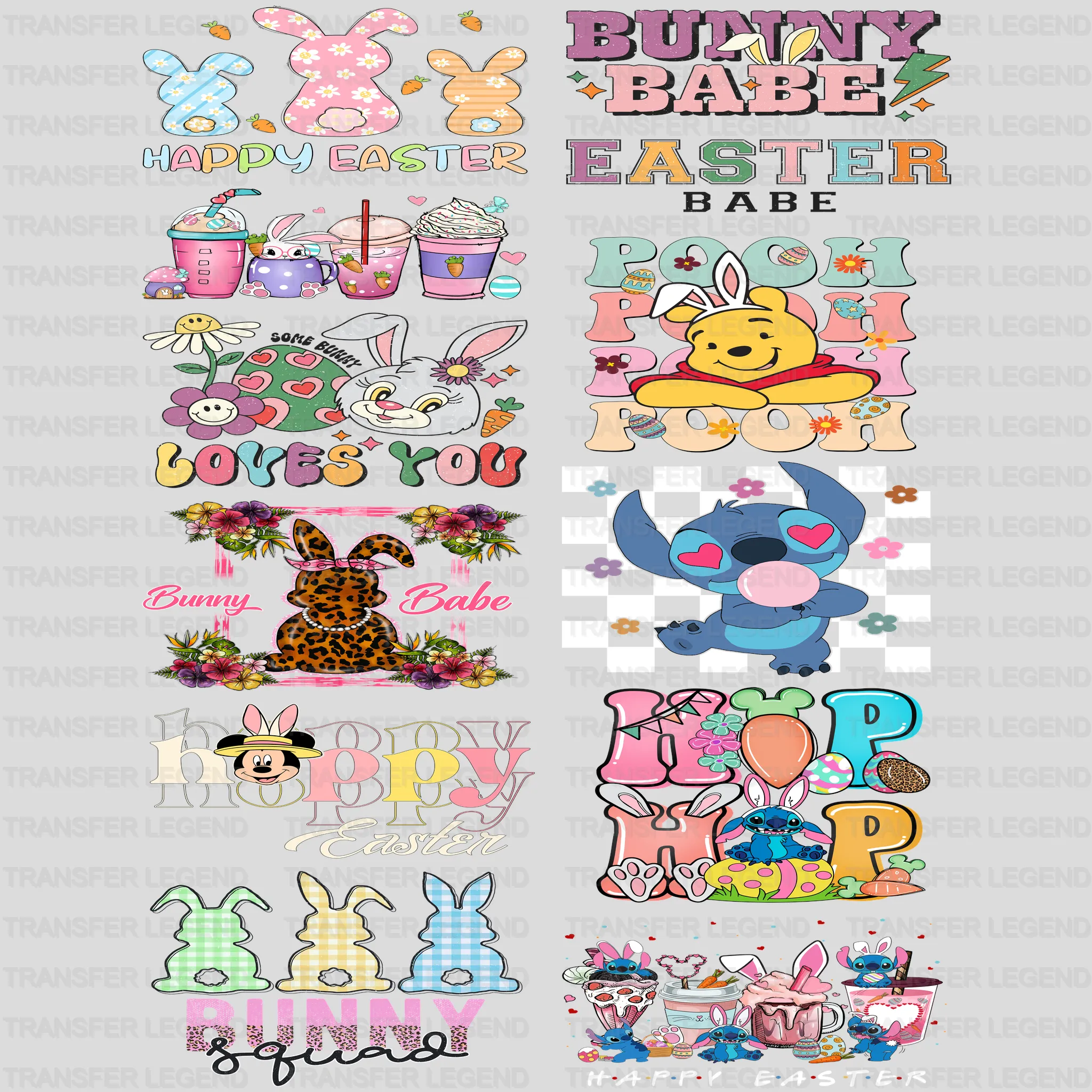 EASTER Premade Gang sheet - 12 PCS 10 INCH - transferlegend