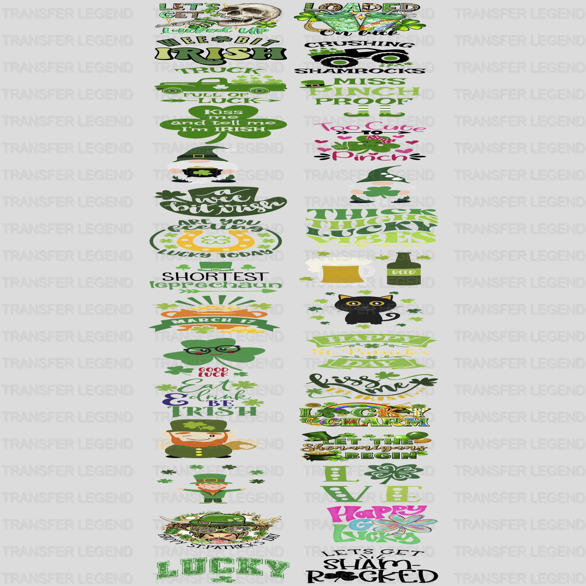 St. Patrick's Day Premade Gang sheet - 30 PCS 10 INCH - transferlegend