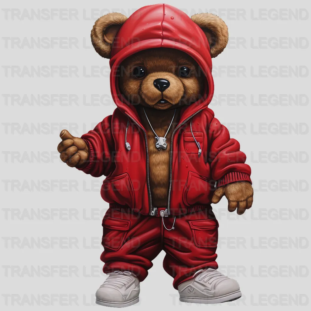 Red Men Bear Teddy Design - DTF Heat Transfer - transferlegend