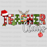 TEACHER CLAUS XMAS, Christmas Design, Dtf Heat Transfer - transferlegend