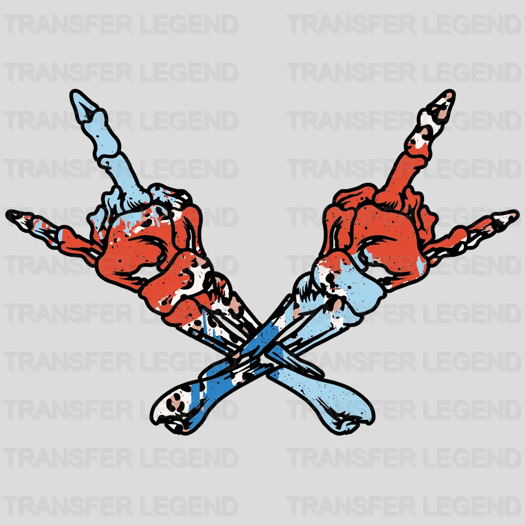 America Skeleton Rock DTF Transfer - transferlegend