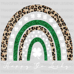 Happy Go Lucky St. Patrick's Day Leopard Rainbow Design - DTF heat transfer - transferlegend