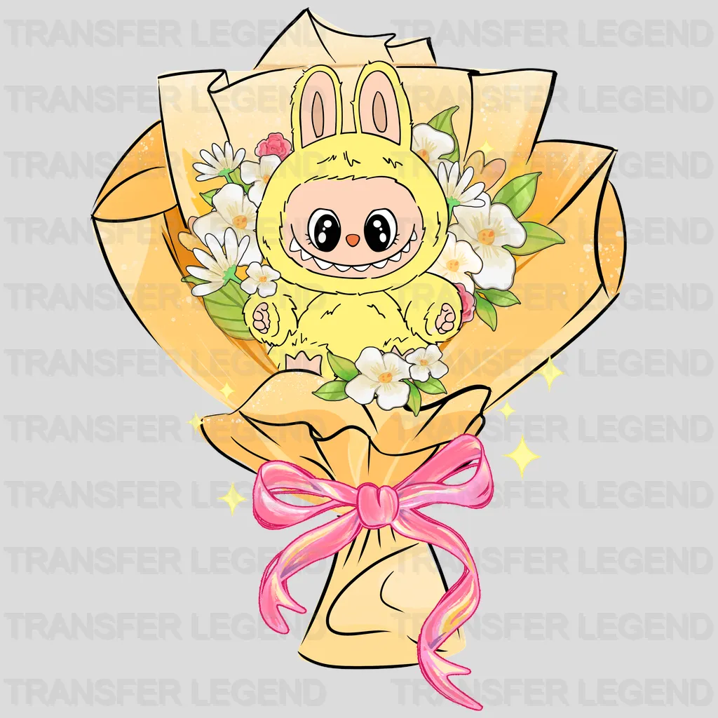 Yellow Flowers Labubu Design - DTF Heat Transfers