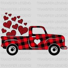 Love Truck Buffaloplaid Valentines Day Truck Design - DTF heat transfer - transferlegend